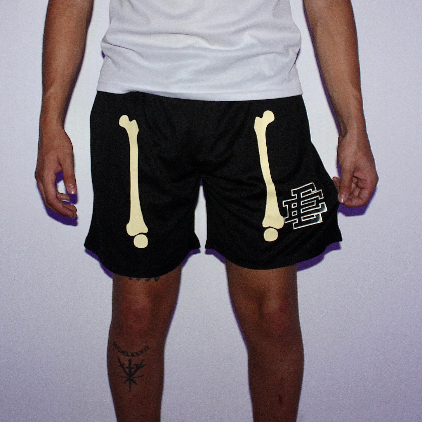 Black Bones Mesh Shorts