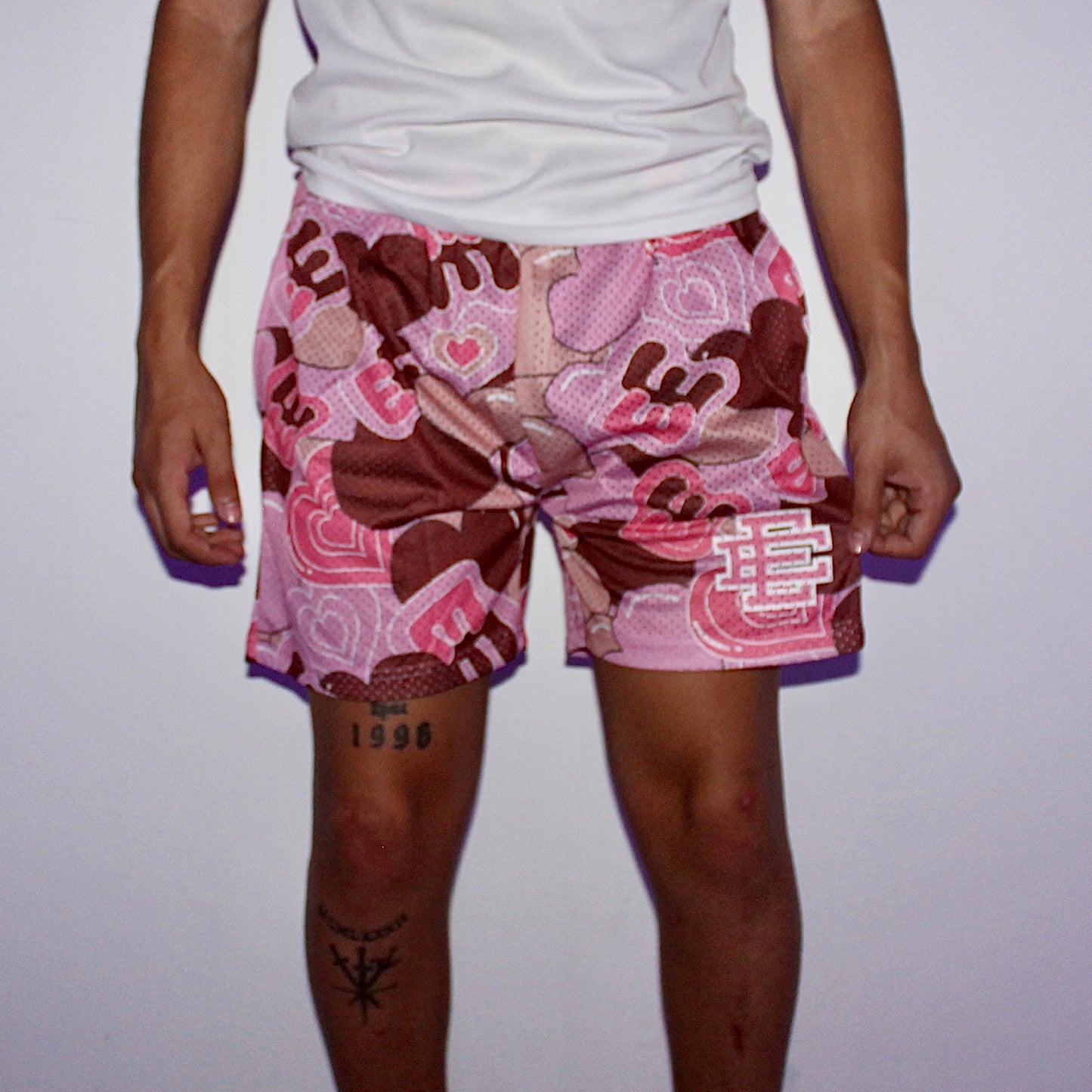 Pink Heart Mesh Shorts