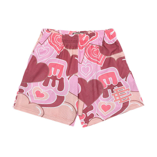 Pink Heart Mesh Shorts